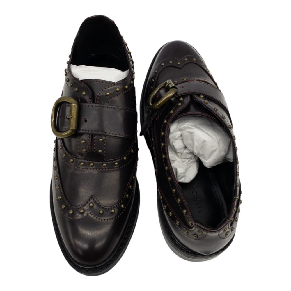 Marc Fisher Dark Red Brown Bryleigh Wingtip Studded Buckle Accent Oxfords 9.5 - Picture 5 of 8